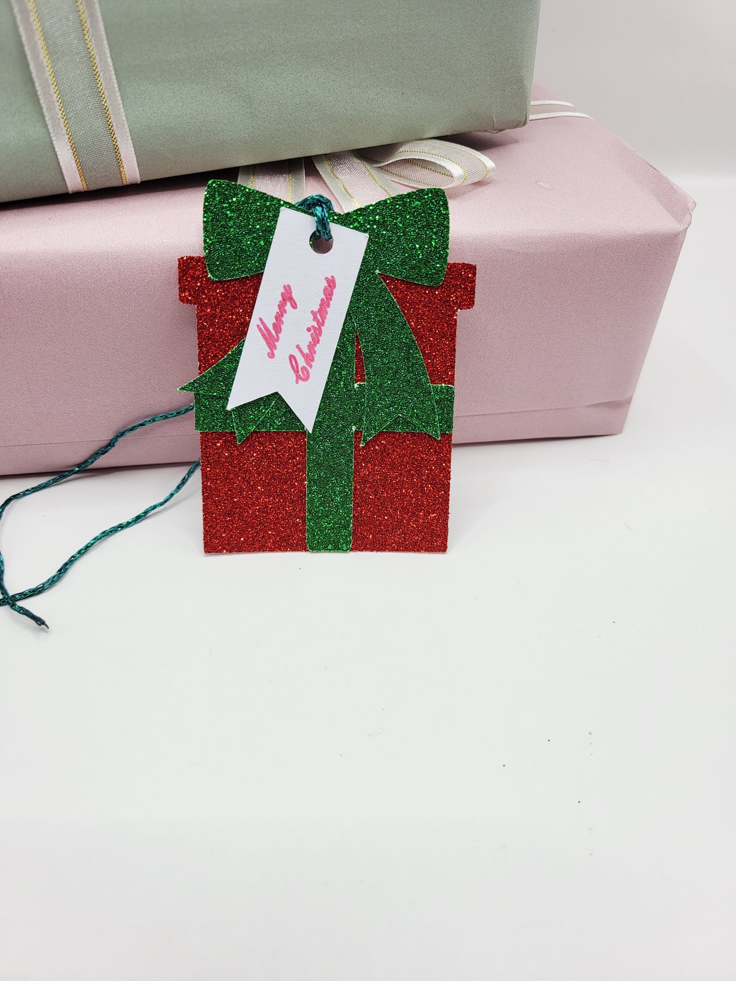 Glitter Christmas Parcel Gift Tag | Handmade Gift Tags UK