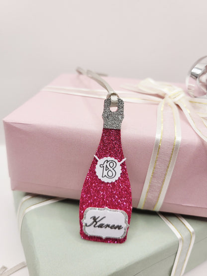 Personalised Champagne Bottle Birthday Gift Tag | Milestone Tags UK