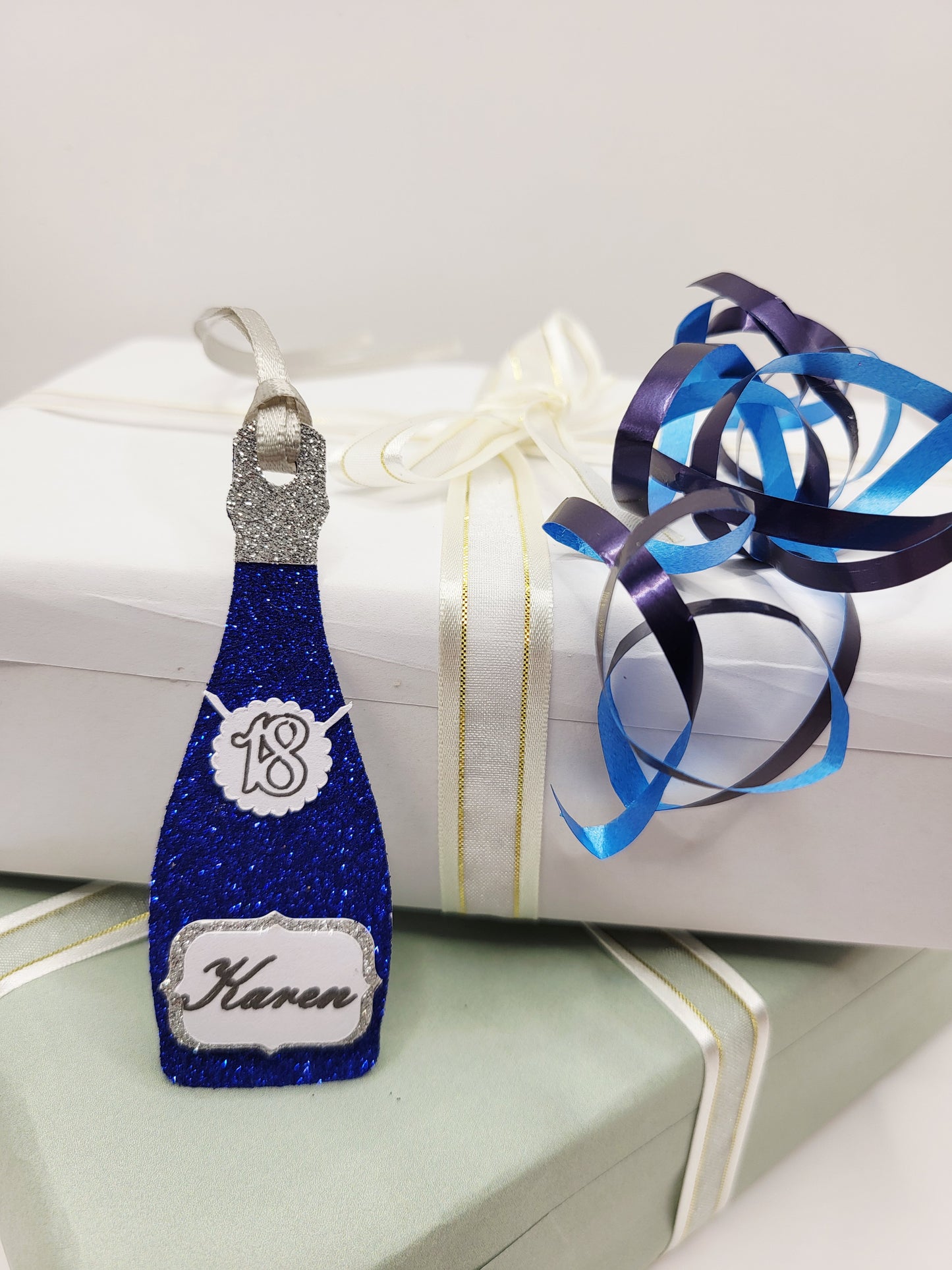 Personalised Champagne Bottle Birthday Gift Tag | Milestone Tags UK