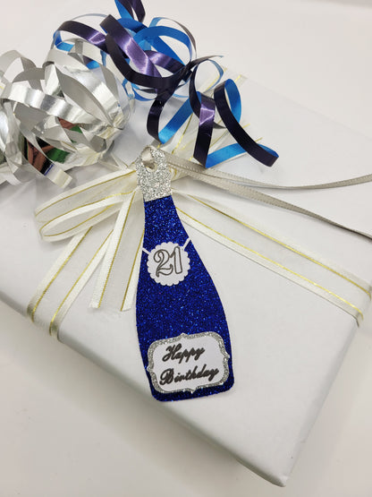 Personalised Champagne Bottle Birthday Gift Tag | Milestone Tags UK