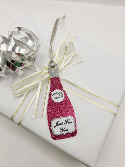 Personalised Champagne Bottle Birthday Gift Tag | Milestone Tags UK