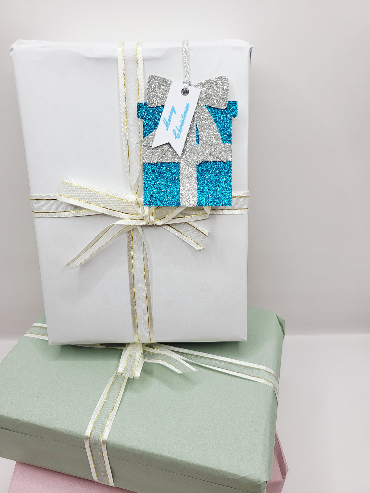 Glitter Christmas Parcel Gift Tag | Handmade Gift Tags UK