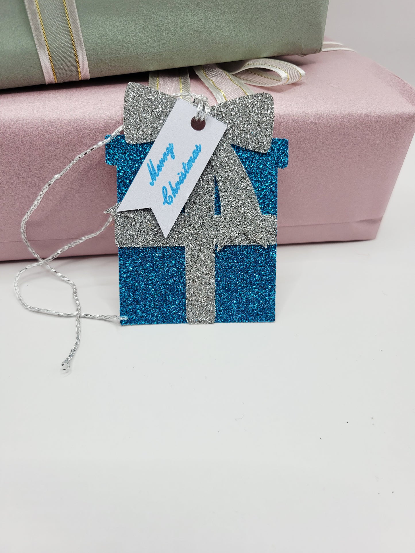 Glitter Christmas Parcel Gift Tag | Handmade Gift Tags UK