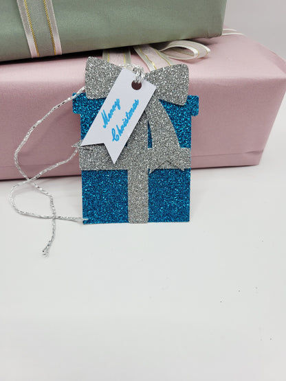 Glitter Christmas Parcel Gift Tag | Handmade Gift Tags UK