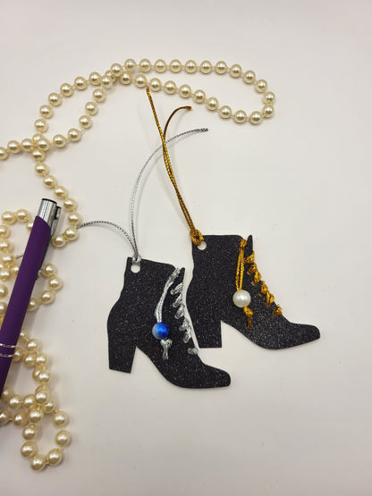 Black Glitter Ankle Boot Gift Tag
